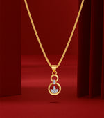 Stone Studded Leaf Gold Pendant