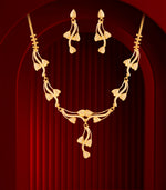 Golden Petal Cascade Necklace Set