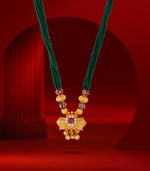 Green Beads Bulky Pendant Necklace