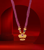 Maroon Beads Bulky Pendant Necklace