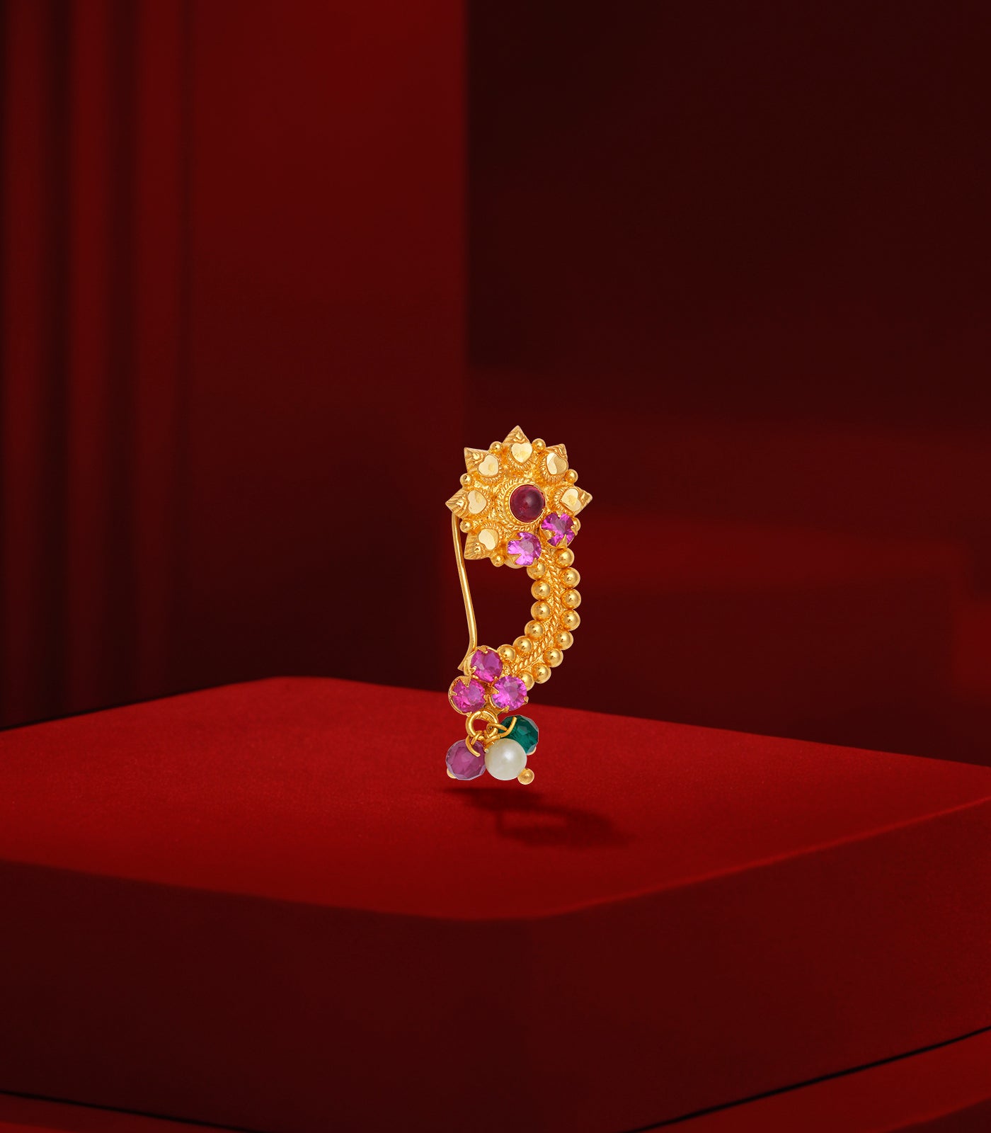 PNG Son's Classic Blossom Gold Nath (Pierced) – Gadgil