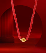 Dark Maroon Beads Radiant Gold Pendant Necklace