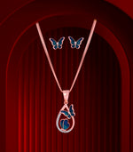 Dual butterfly aqua pendant set