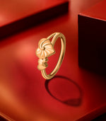 Textured Dual Heart Gold Finger Ring