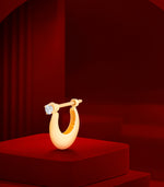 Solitaire Accent Gold Hoop Earring