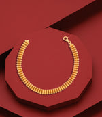 Golden Ribbed Link Bracelet