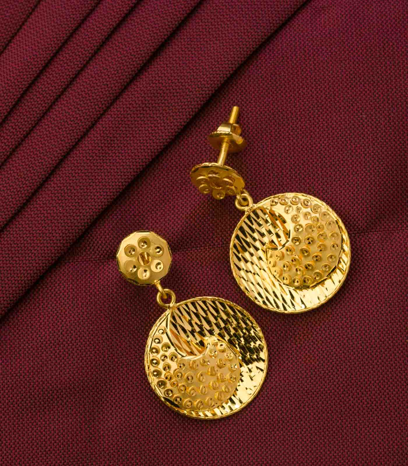PNG Sons Annular Textured Golden Earrings – Gadgil Sons Ltd
