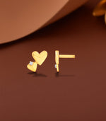 Twin Hearts Gold Earrings