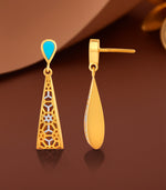 Azure Lattice Gold Earrings