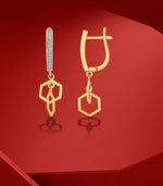 HexaLink Drop Gold Earrings