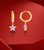 Celeste Star Drop Hoop Earrings