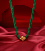 Green Beads Radiant Gold Pendant Necklace