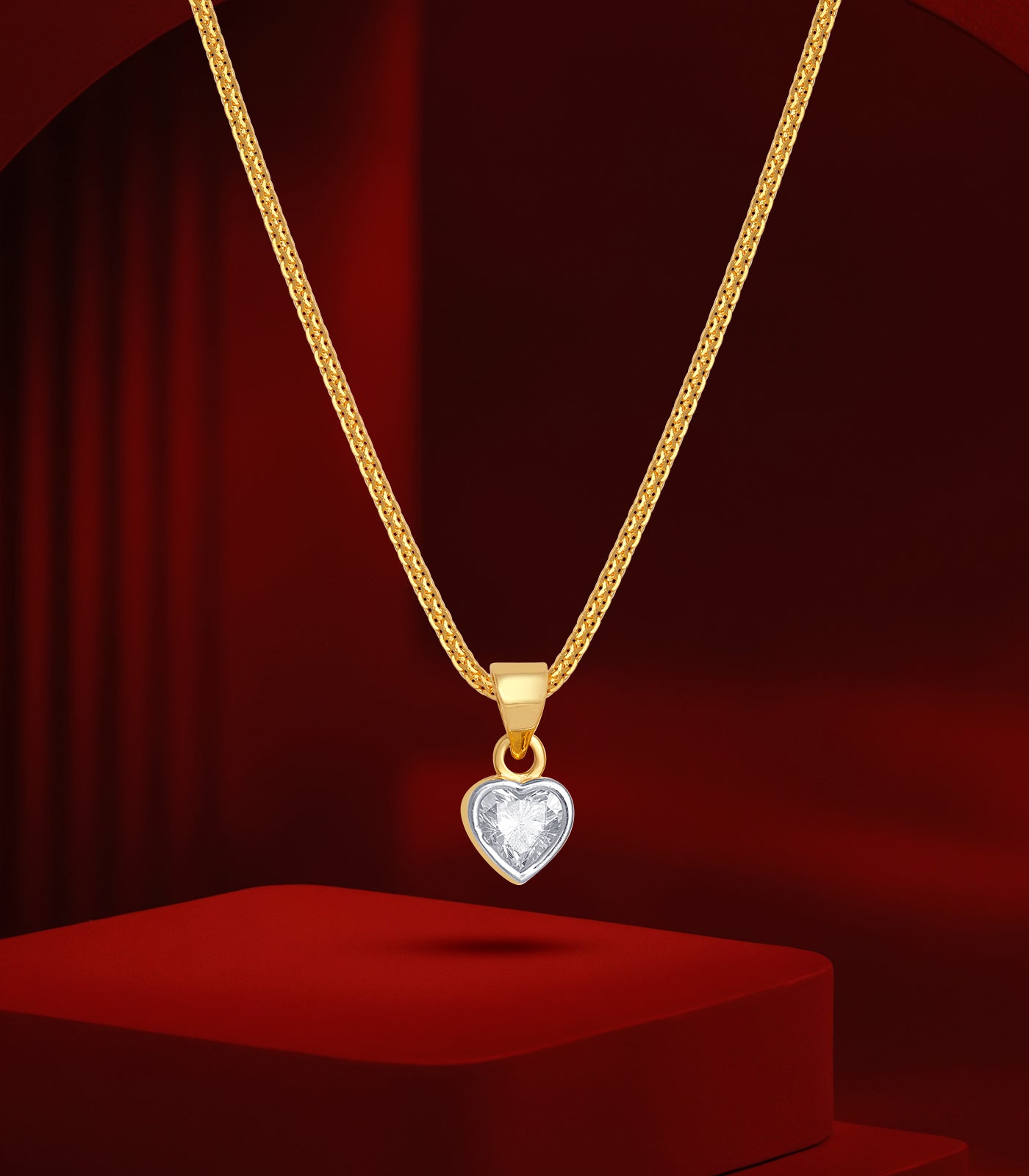 Heart Shaped Studded Gold Pendant