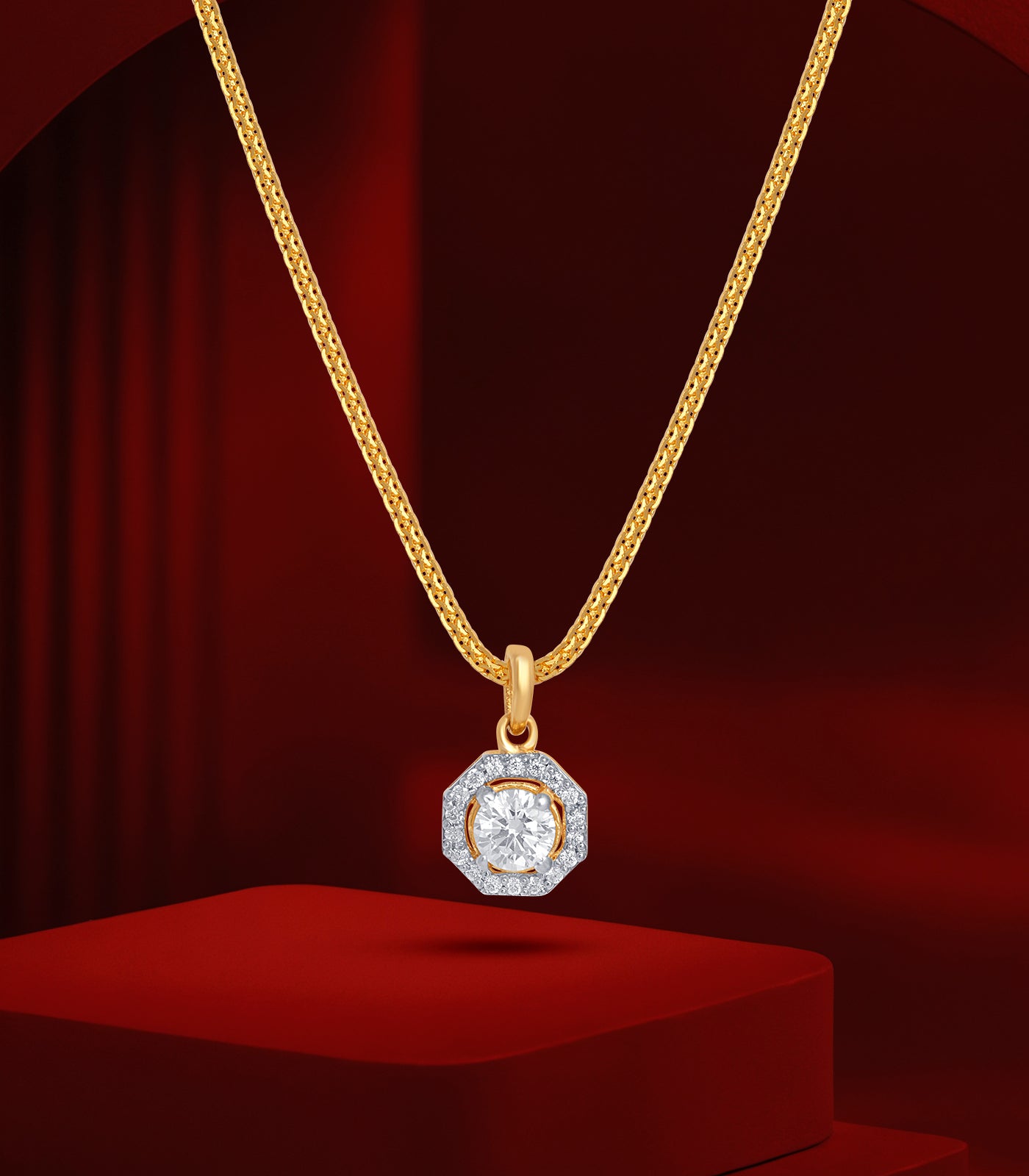 Stone Studded Gold Pendant