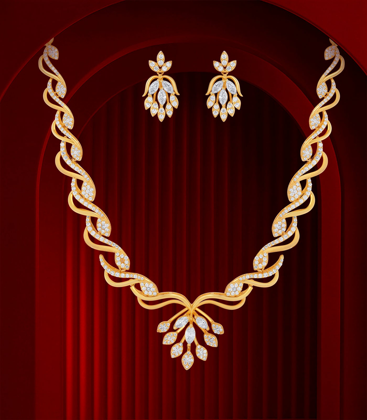 Ethereal Bloom Gold Necklace Set