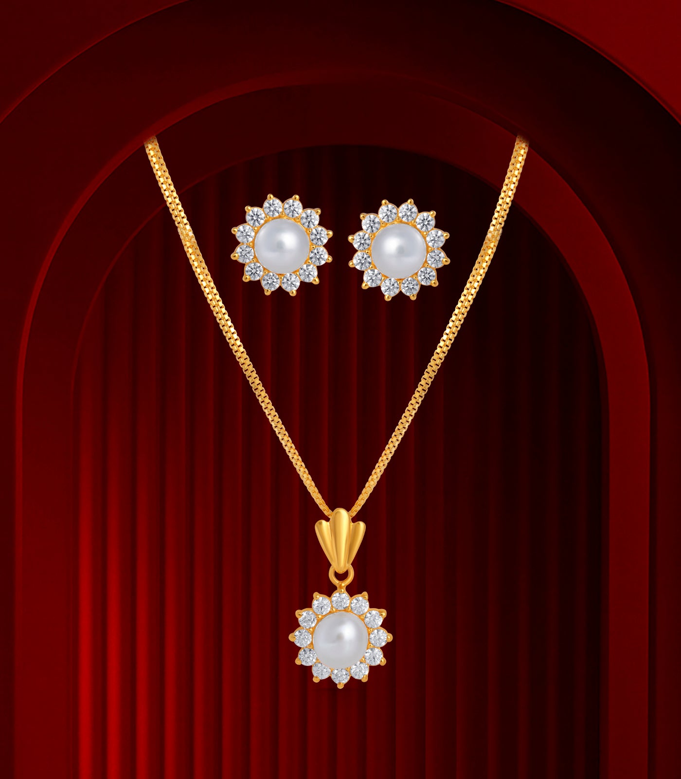 Sunflower pearl pendant set