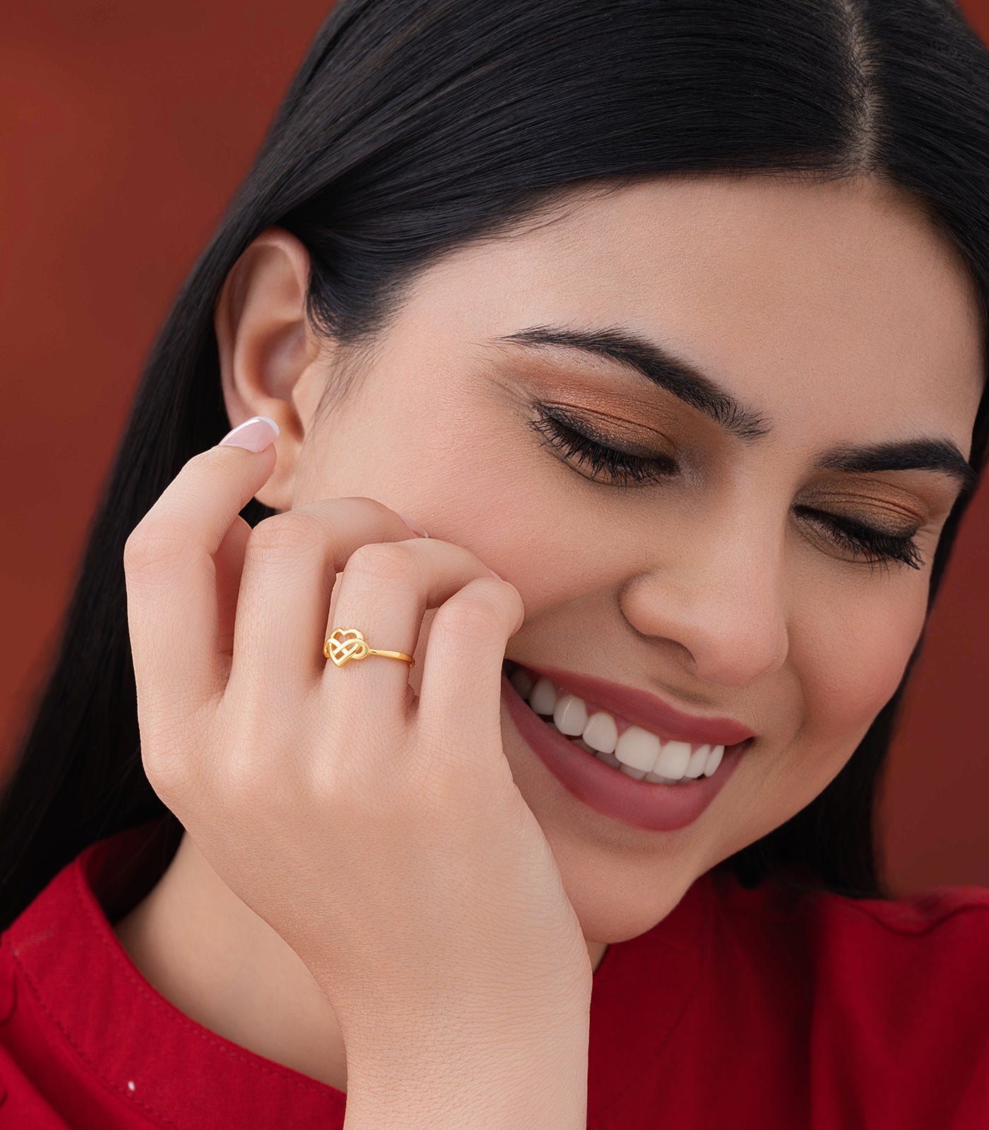 Infinity Heart Gold Finger Ring