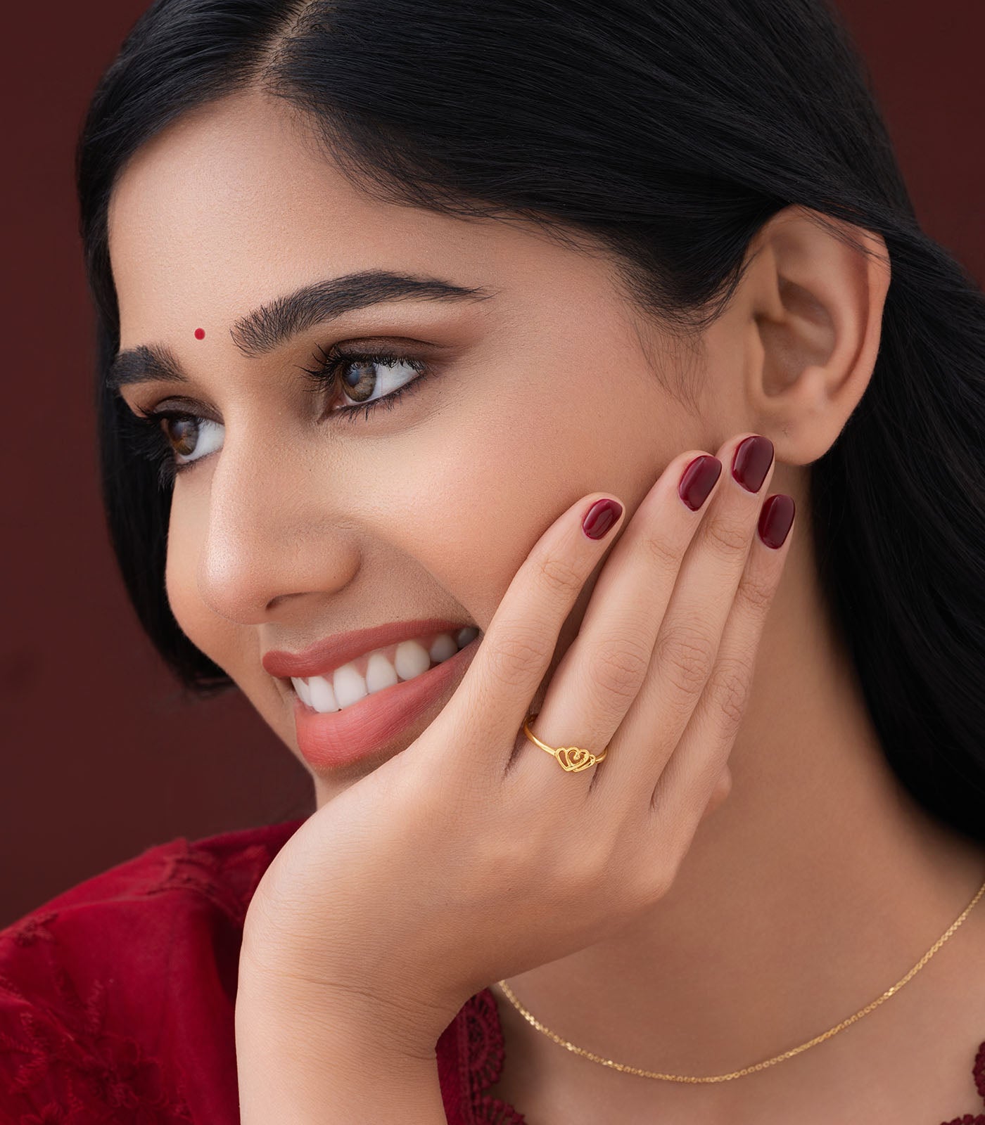 Interwined Hearts Gold Finger Ring