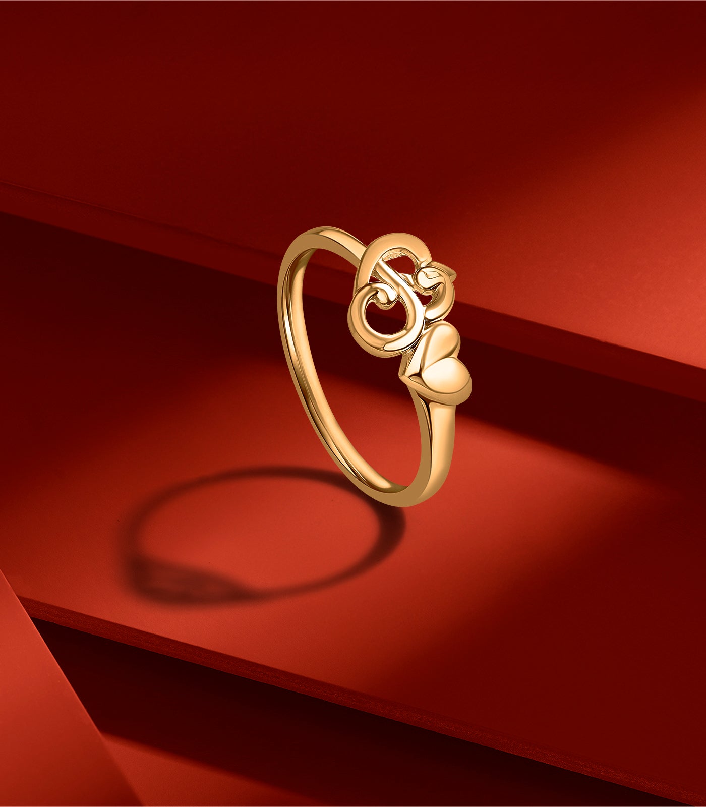 Designer Heart Gold Finger Ring
