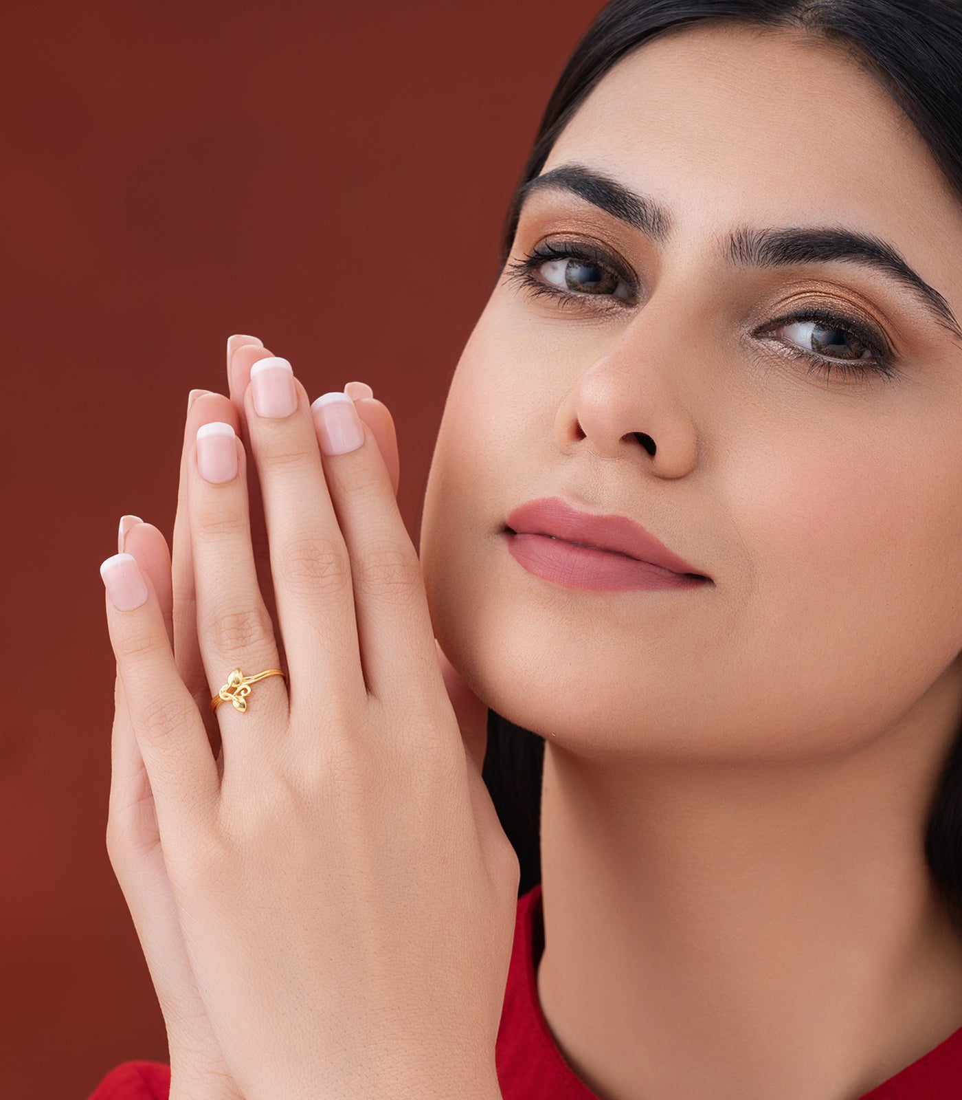 Dual Leaf Gold Finger Ring