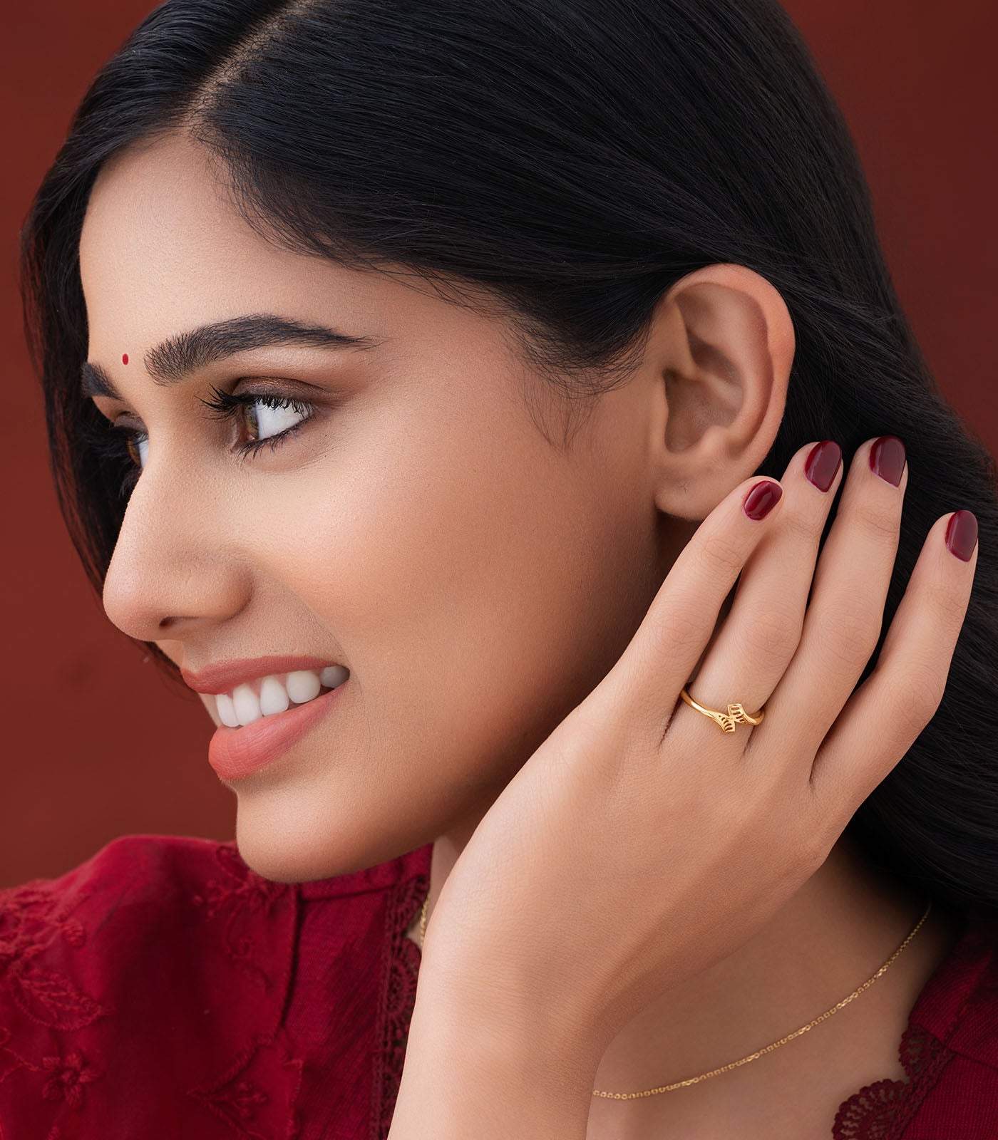 Lattice Flare Gold Finger Ring