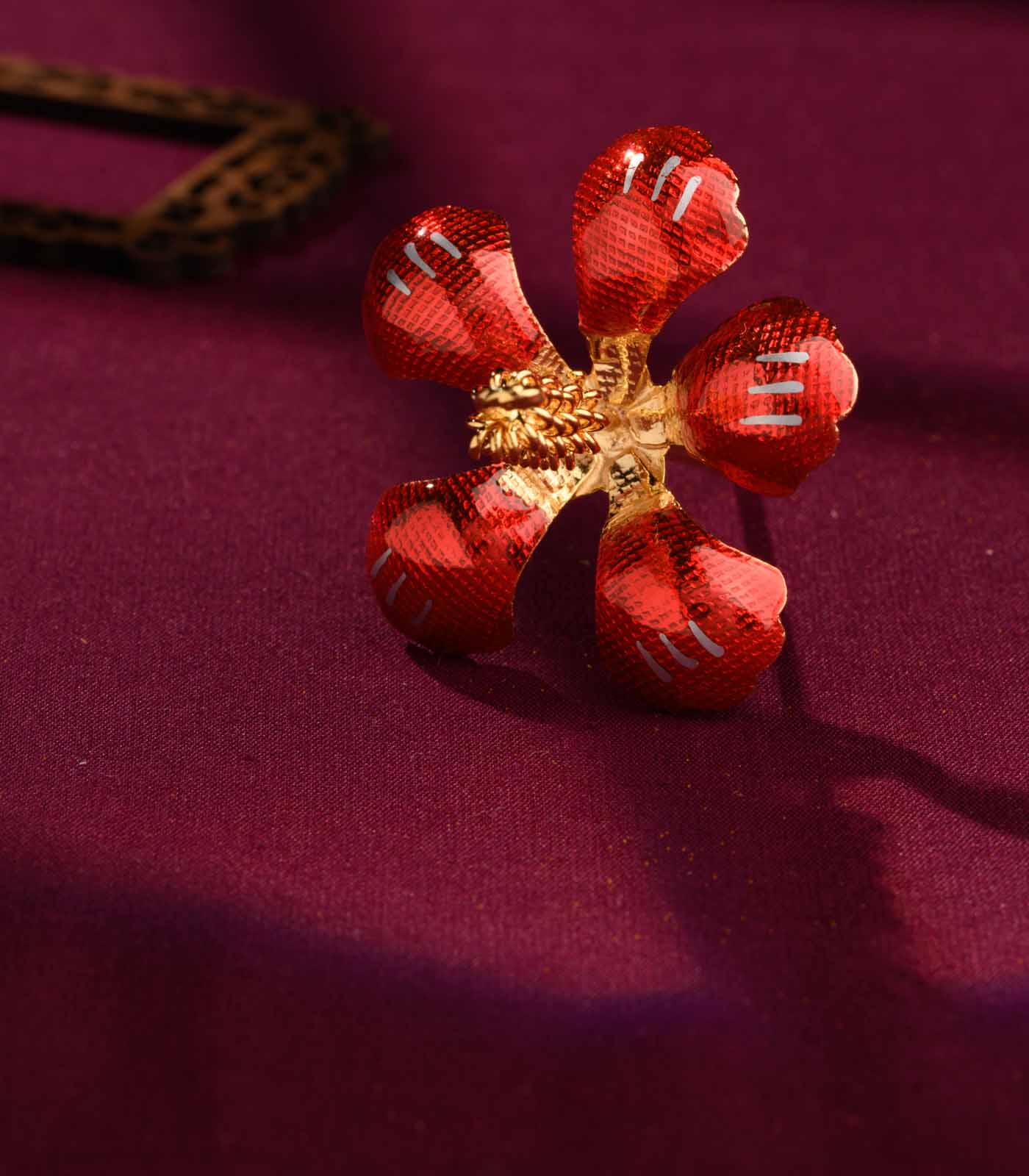 Silver Jaswand Phul Meena Work-Golden Anther