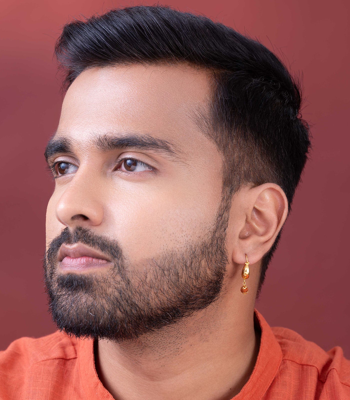 Rudraksha Drop Gold Earring