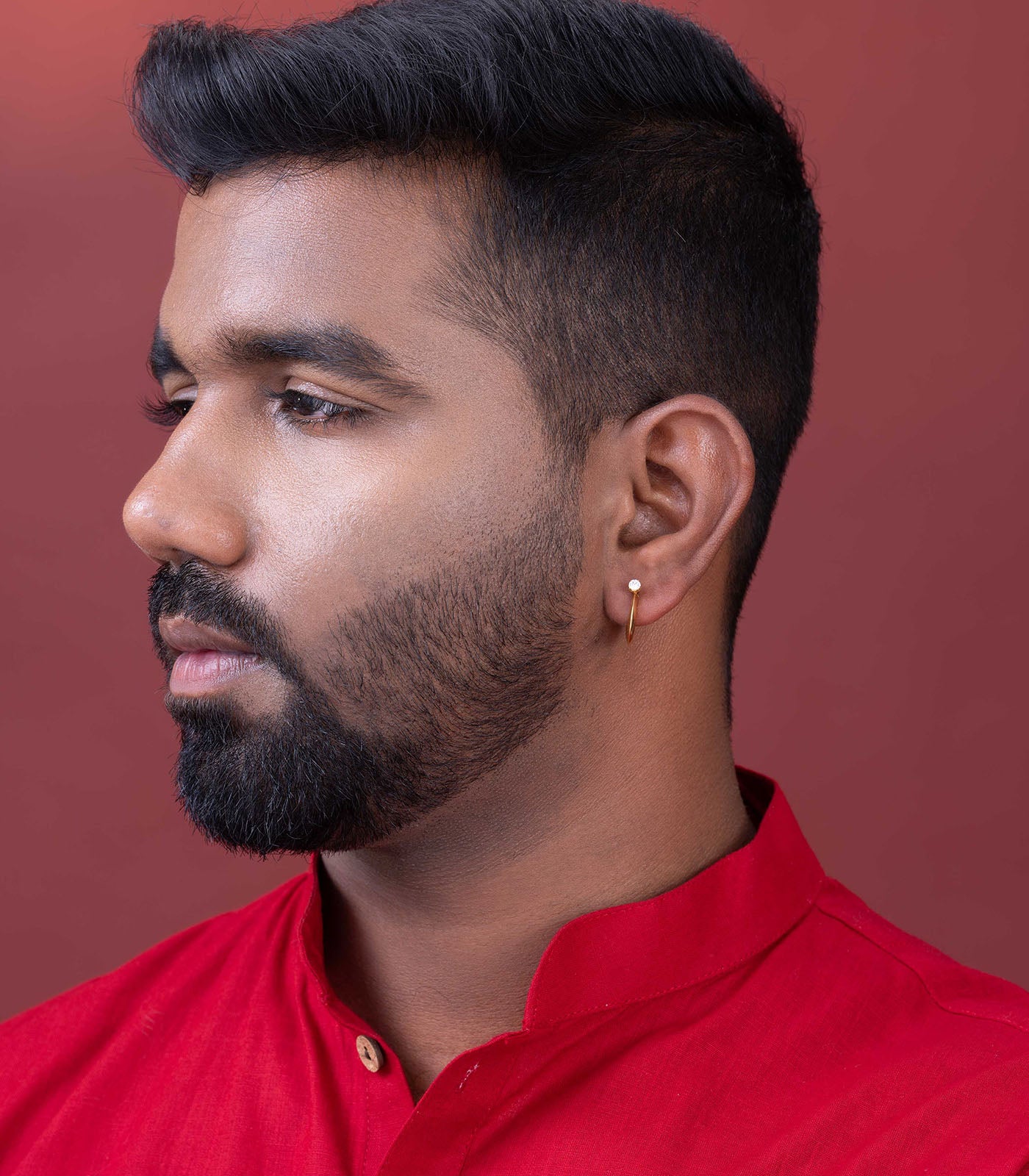 Solitaire Accent Gold Hoop Earring