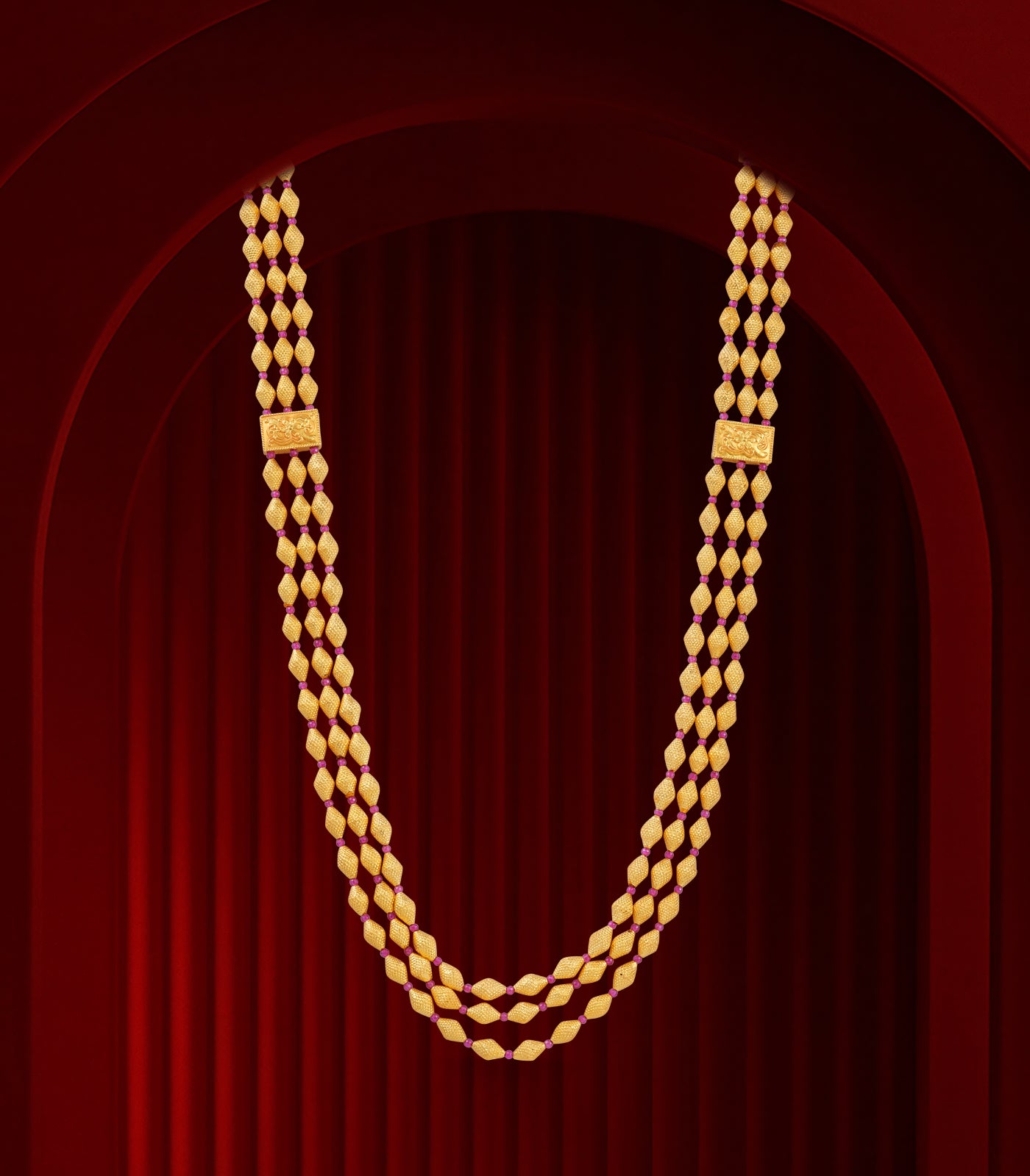 Tri Layered Single Beaded Necklace