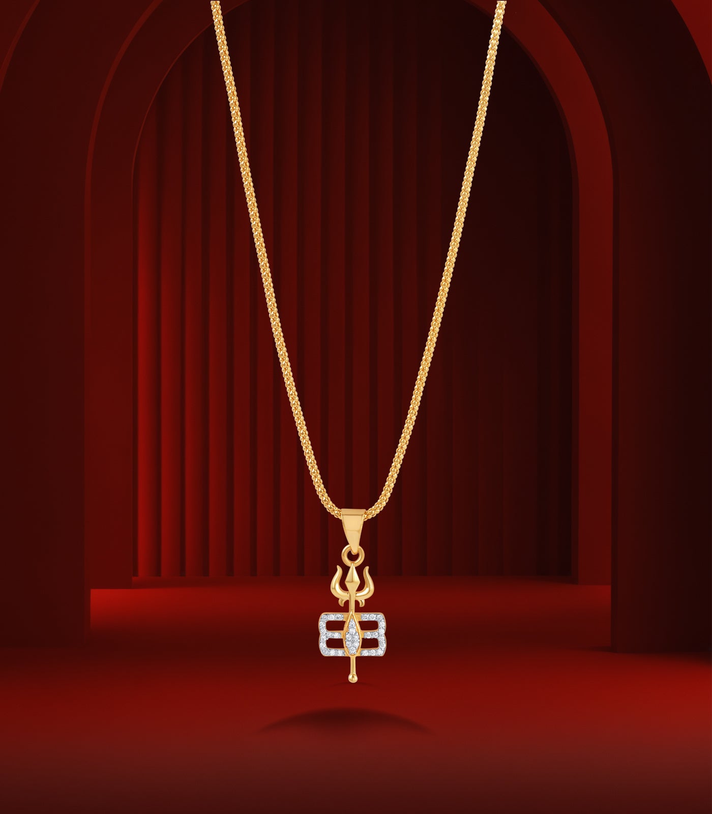 Trishul Tripund Gold Pendant
