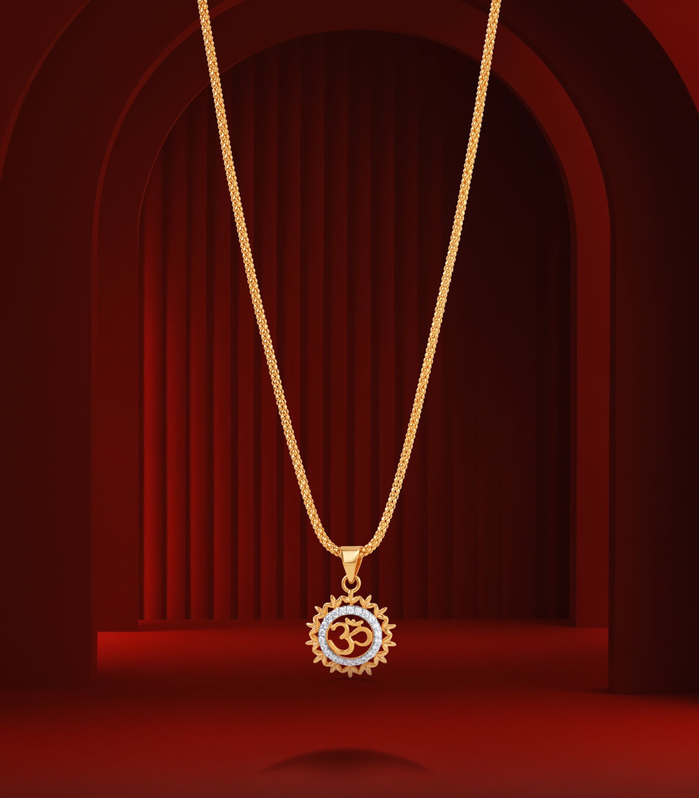 Divine Om Studded Gold Pendant