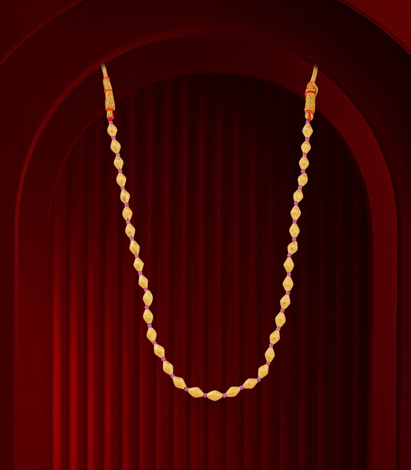 Conical Bead Single Color Gold Necklace