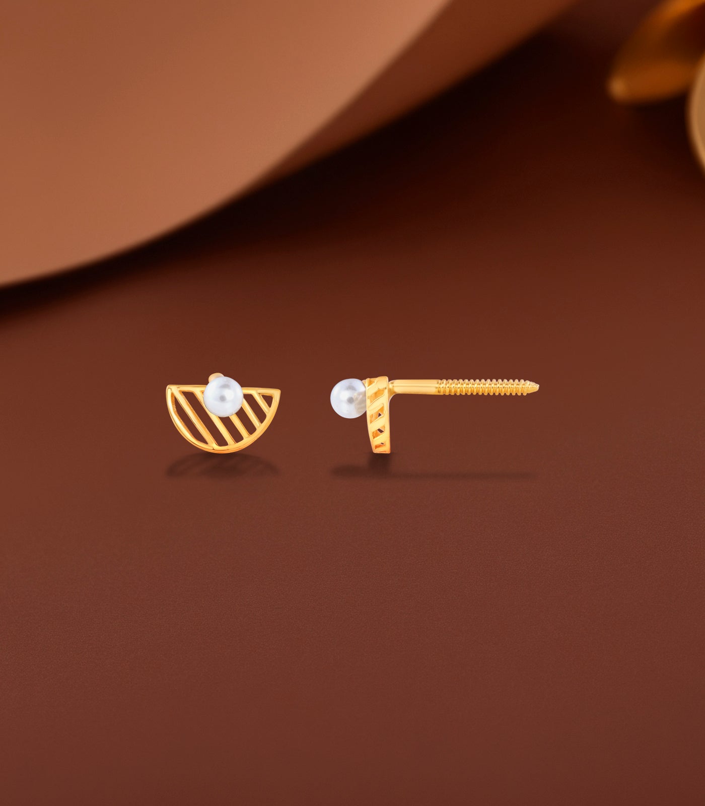 Crescent Pearl Gold Earrings