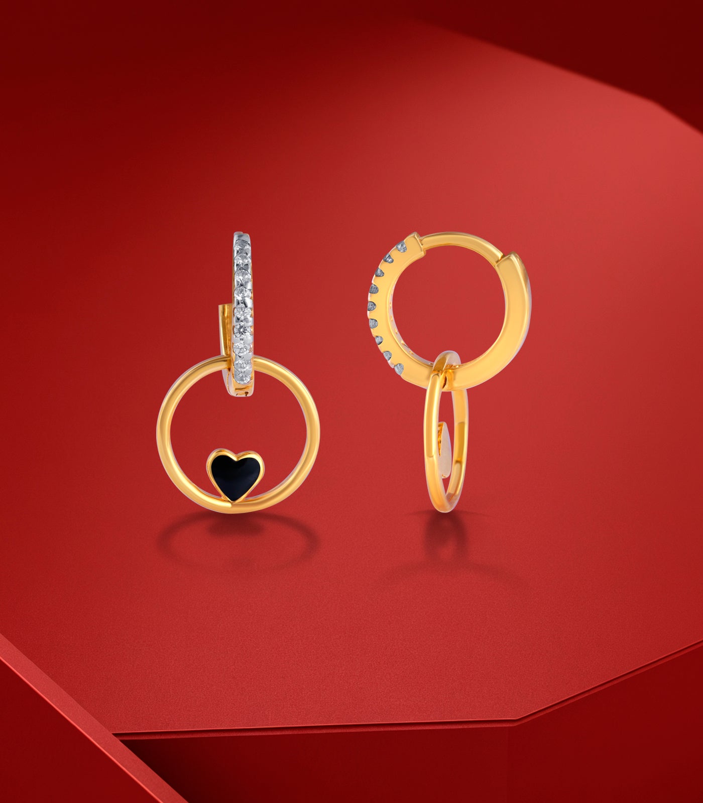 Heartline Halo Gold Earrings