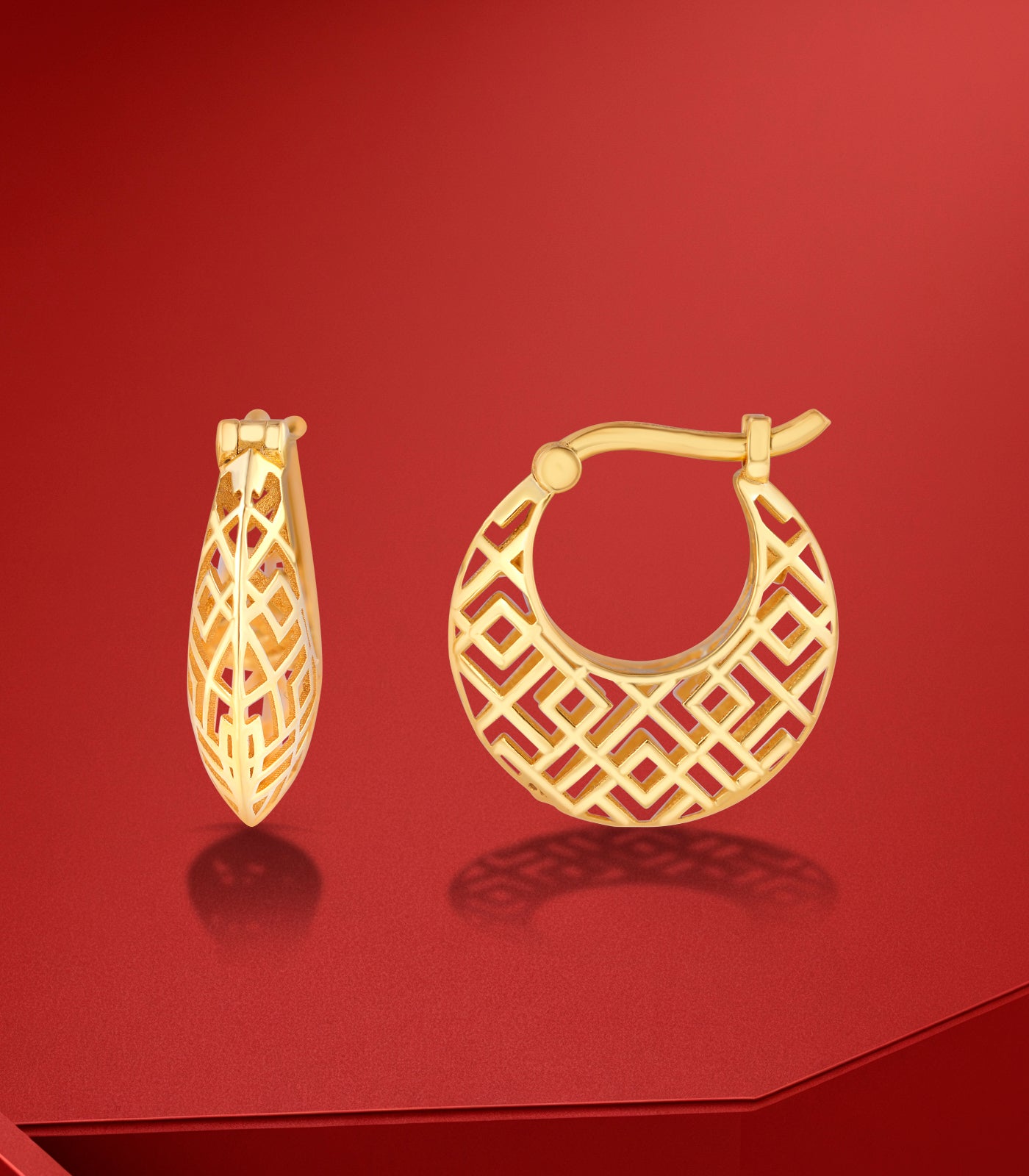Aarika Lattice Gold Earrings