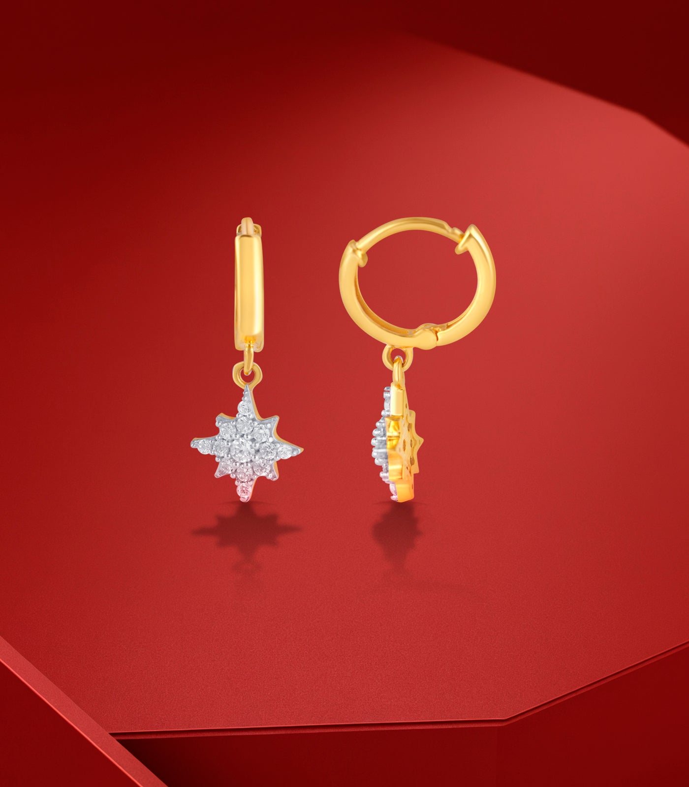 Stellar Spark Star Hoop Earrings