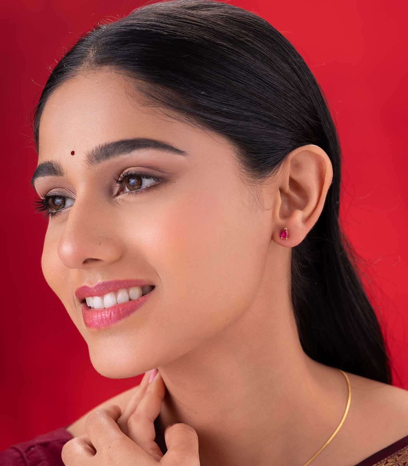 Pink Drop Shaped Gold Tops