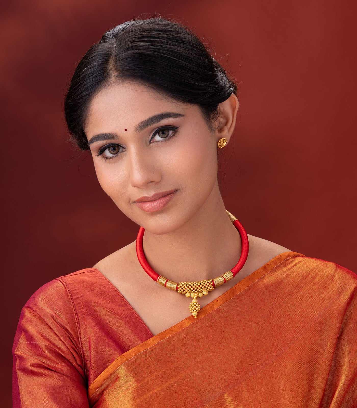 Rust Orange Thread Goph Necklace