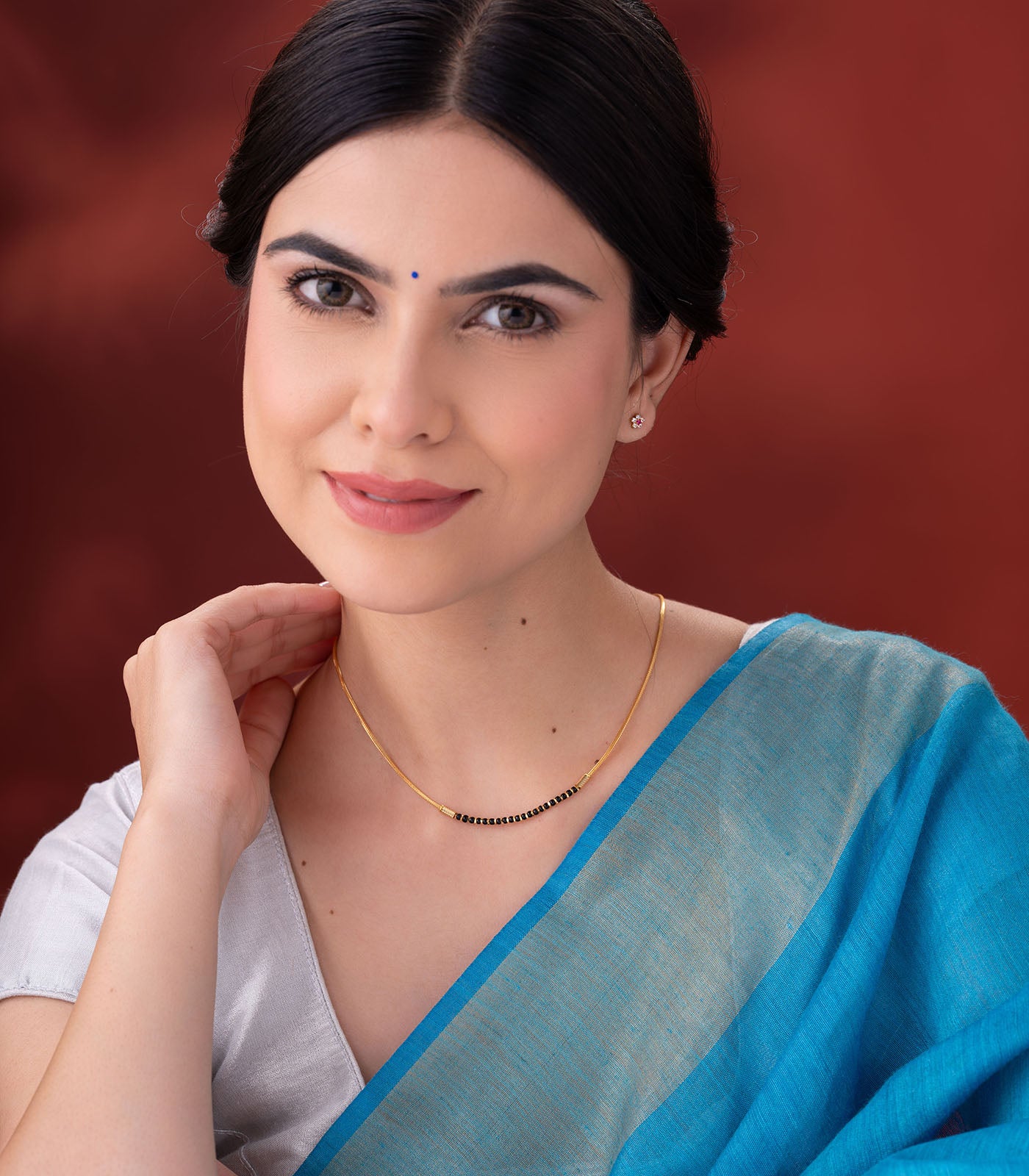 Black bead U- Shaped Mangalsutra