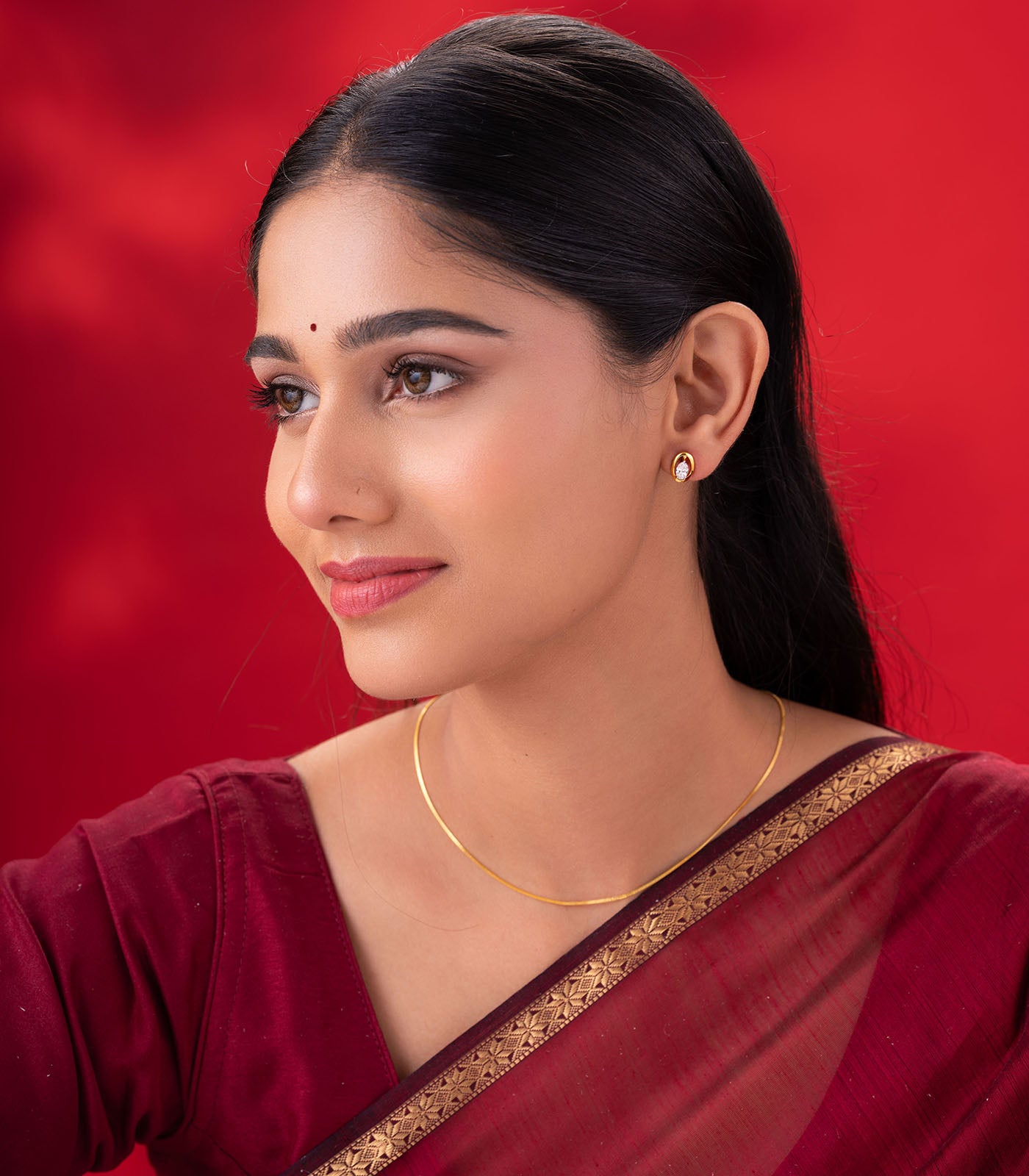 Halo Drop Gold Earrings