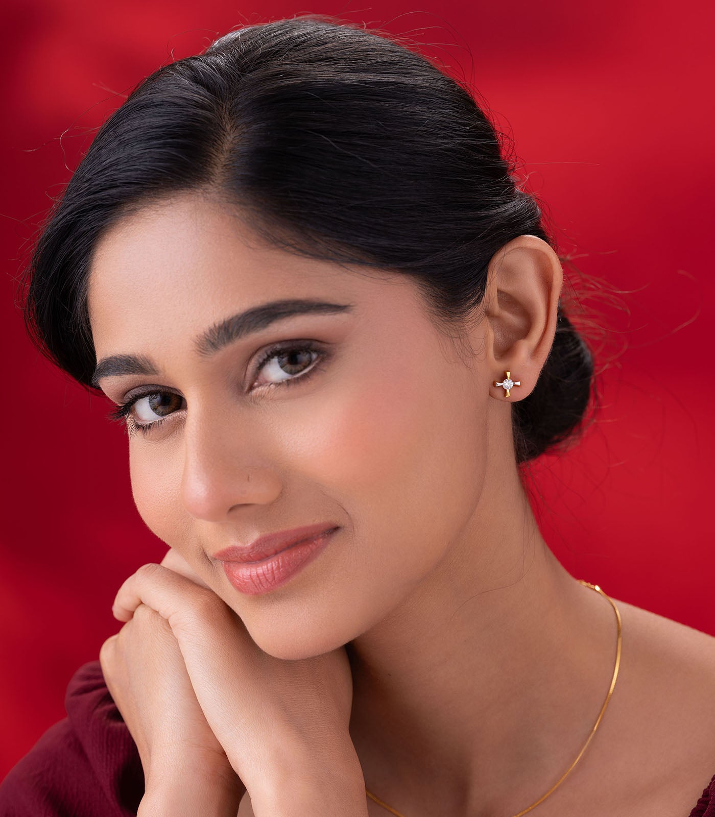 Radiant Cross Gold Earrings