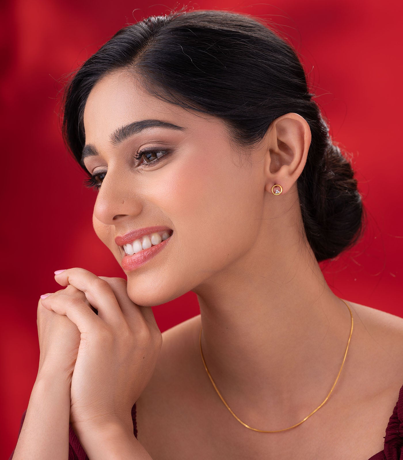 Trisphere Gold Stud Earrings