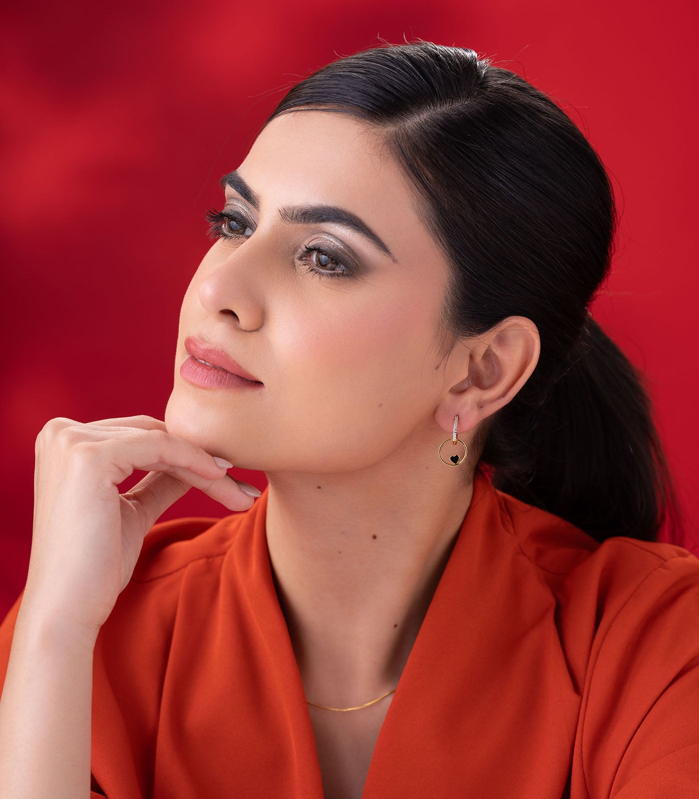 Heartline Halo Gold Earrings