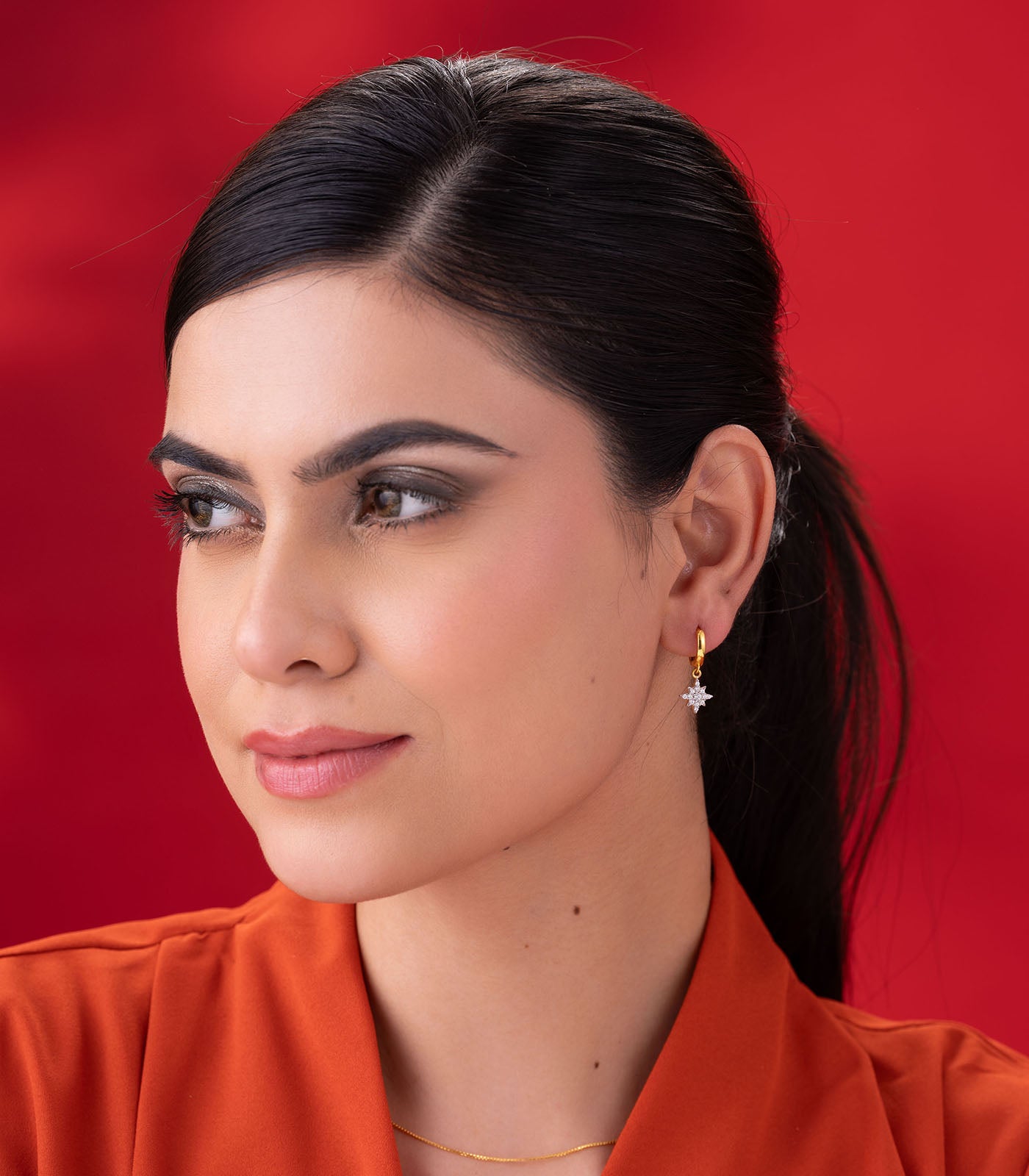 Stellar Spark Star Hoop Earrings