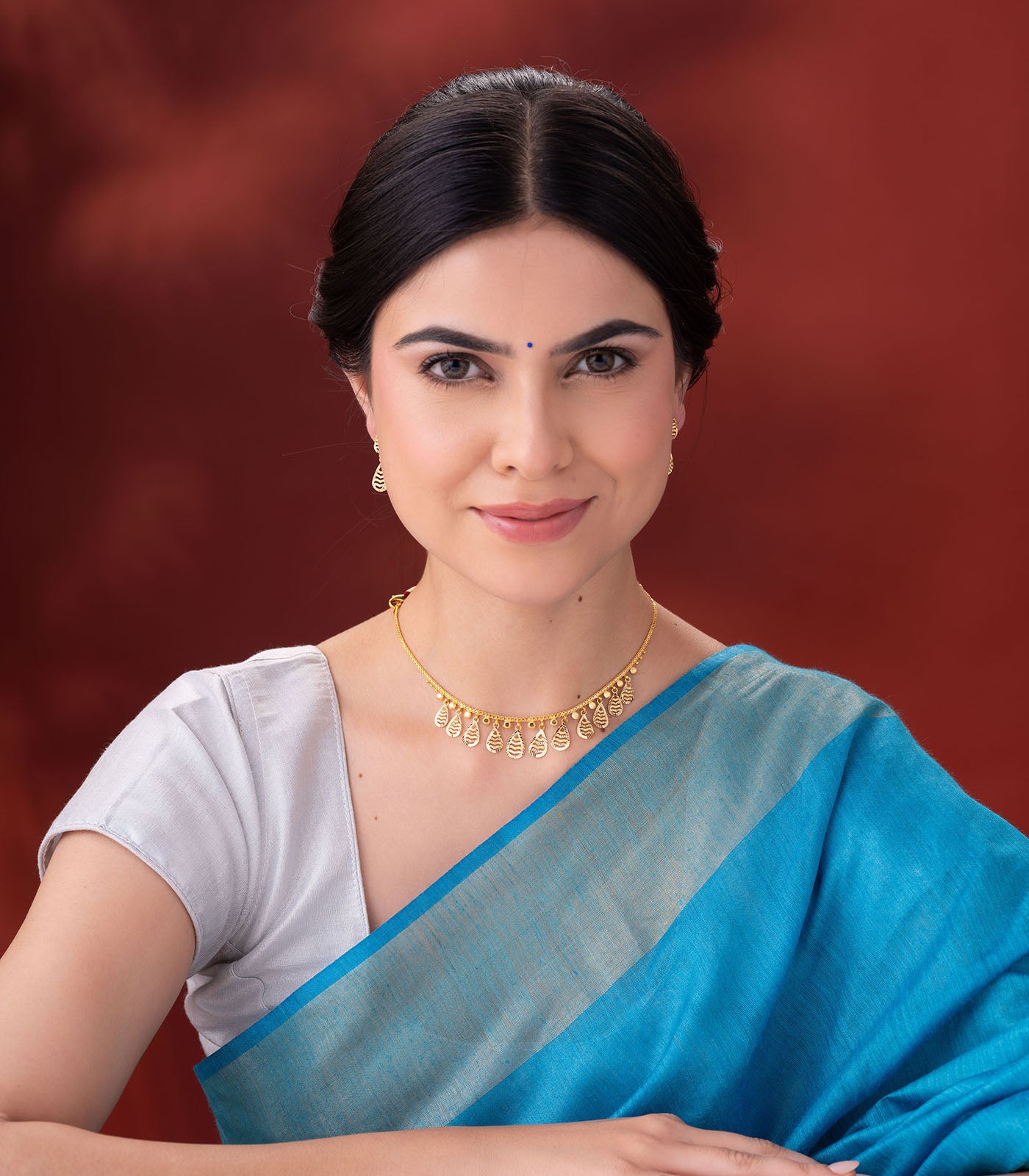 Ethereal Droplets Gold Necklace Set