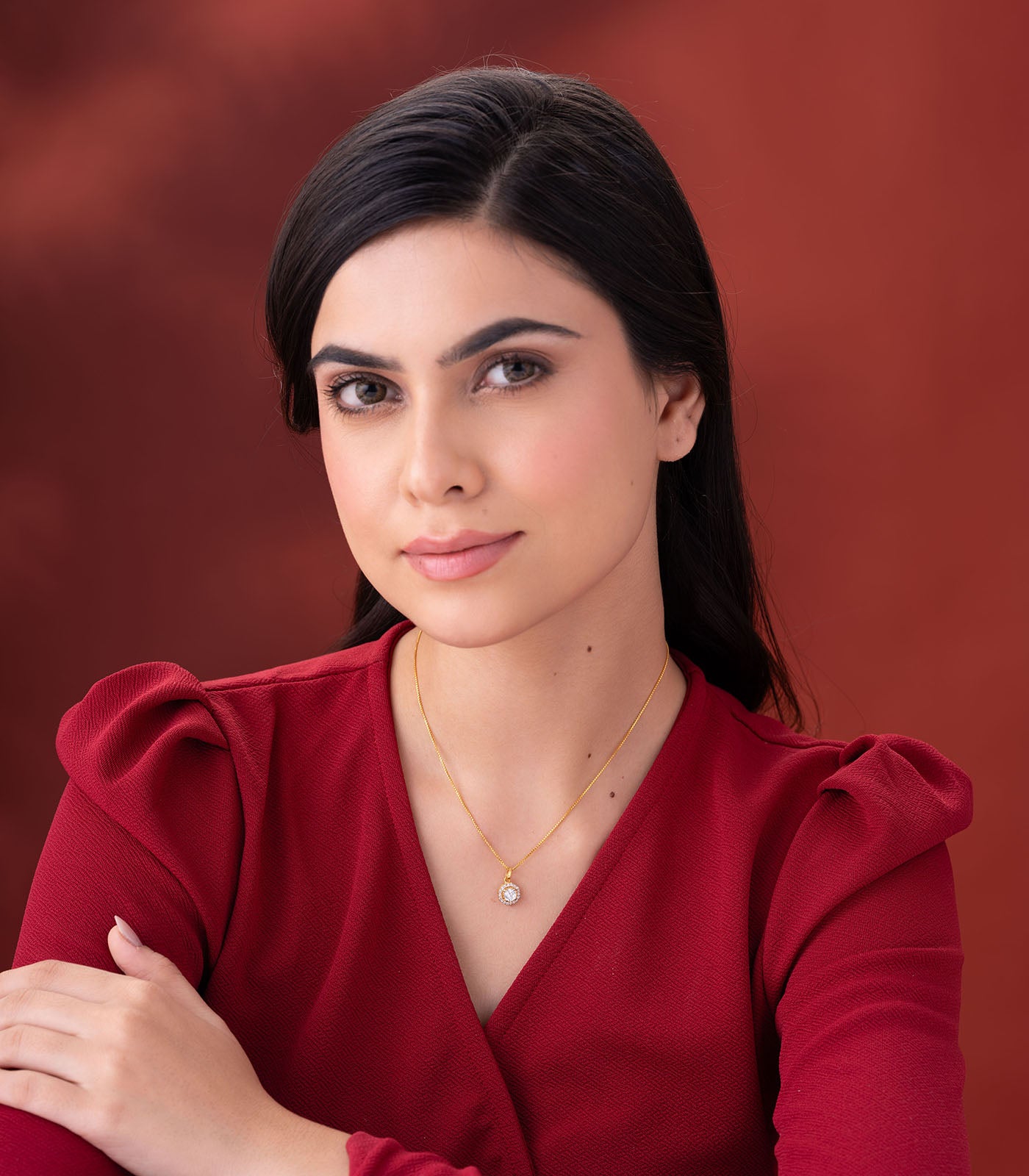 Stone Studded Gold Pendant