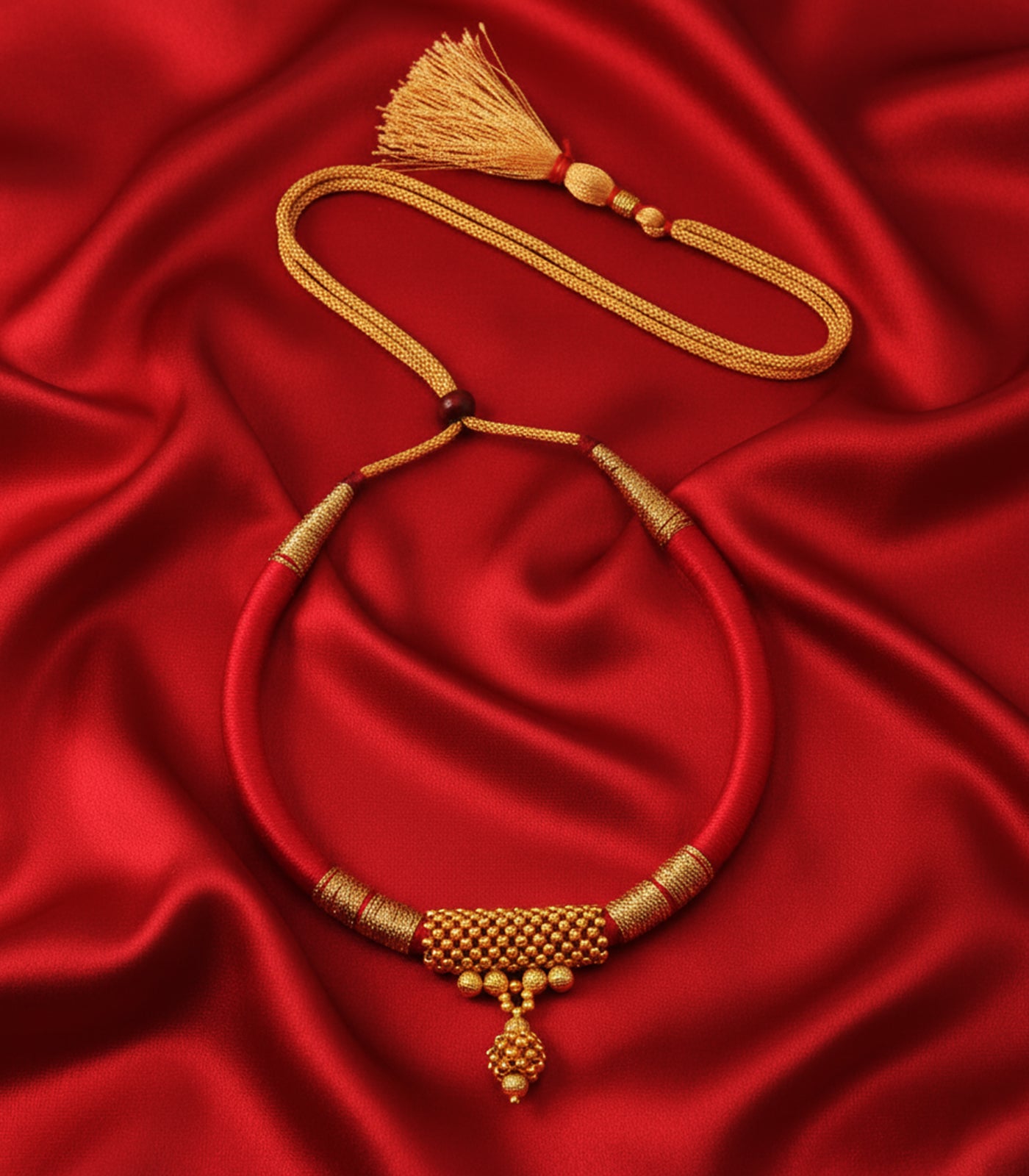 Rust Orange Thread Goph Necklace