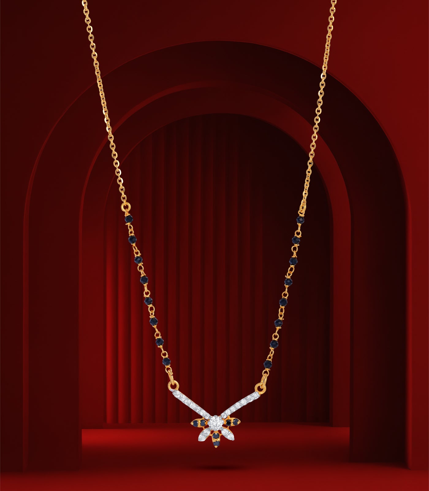 Semi Floral Pendant Mangalsutra