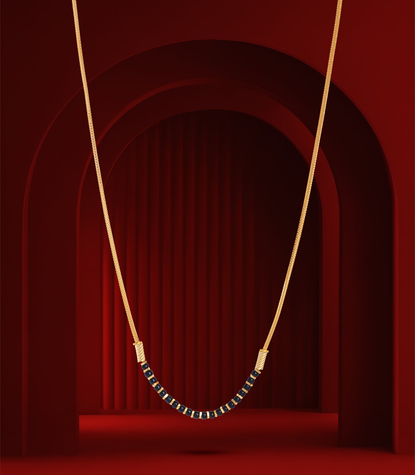 Black bead U- Shaped Mangalsutra