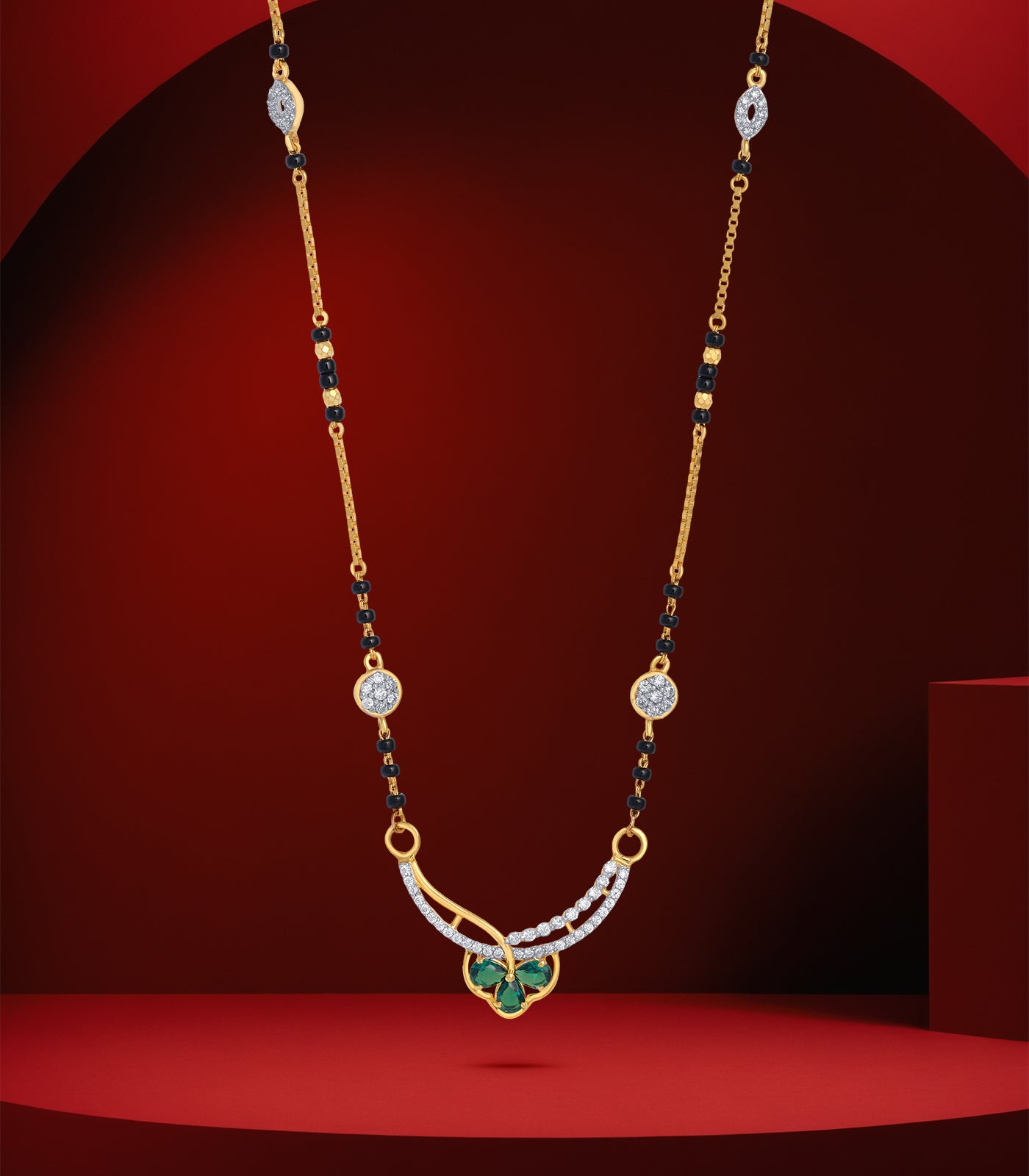 Emerald Bloom Gold Mangalsutra